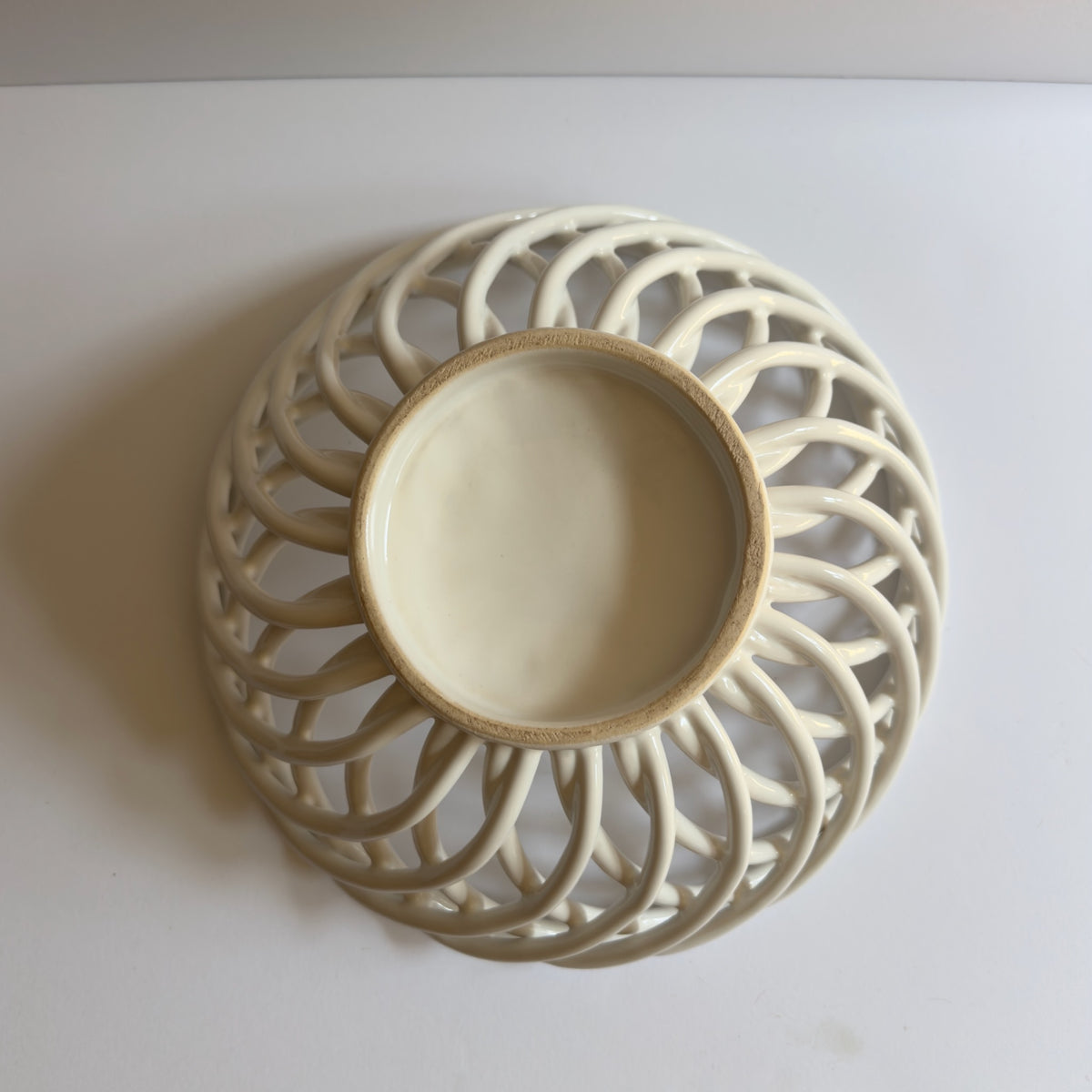 Vintage Ceramic Woven Bread Basket