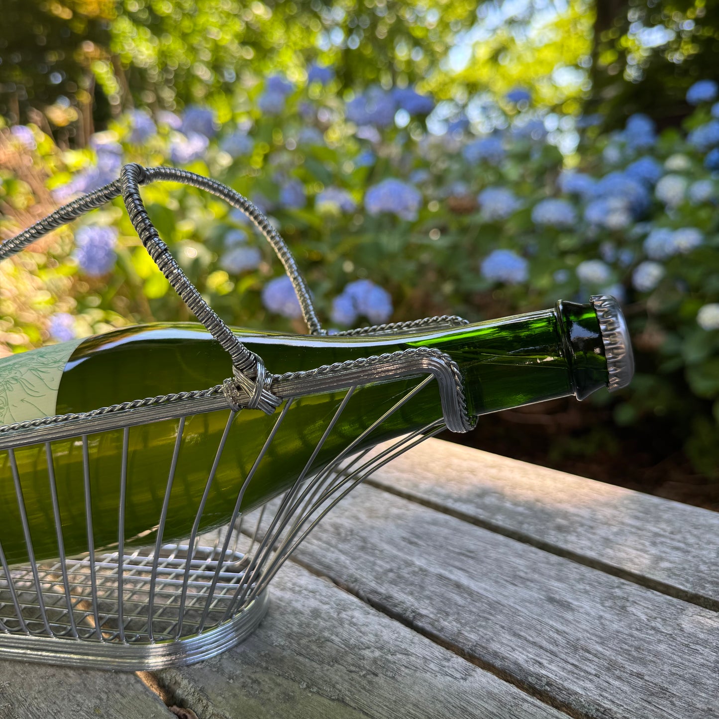Vintage French-Style Woven Wire Wine Cradle