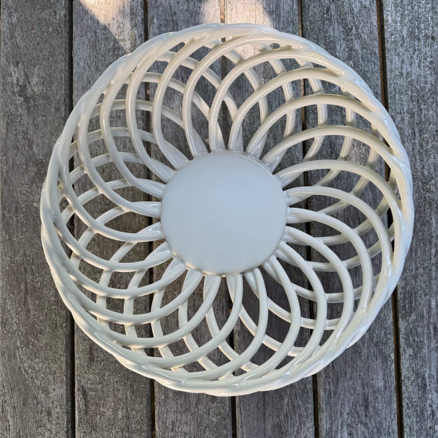Vintage Ceramic Woven Bread Basket