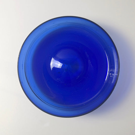 Vintage Cobalt Blue Handblown Glass Serving/ Decorative Bowl