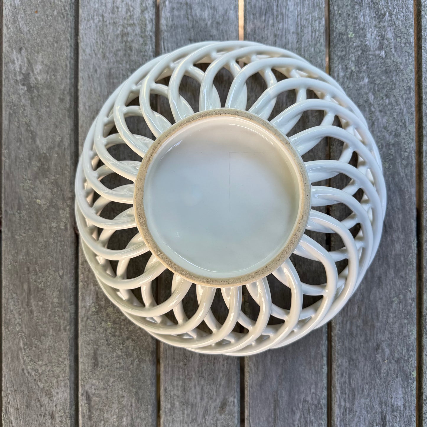Vintage Ceramic Woven Bread Basket