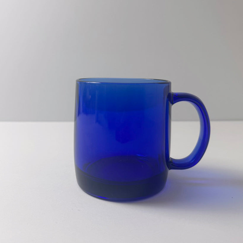 Vintage Luminarc USA Cobalt Blue Glass Mug