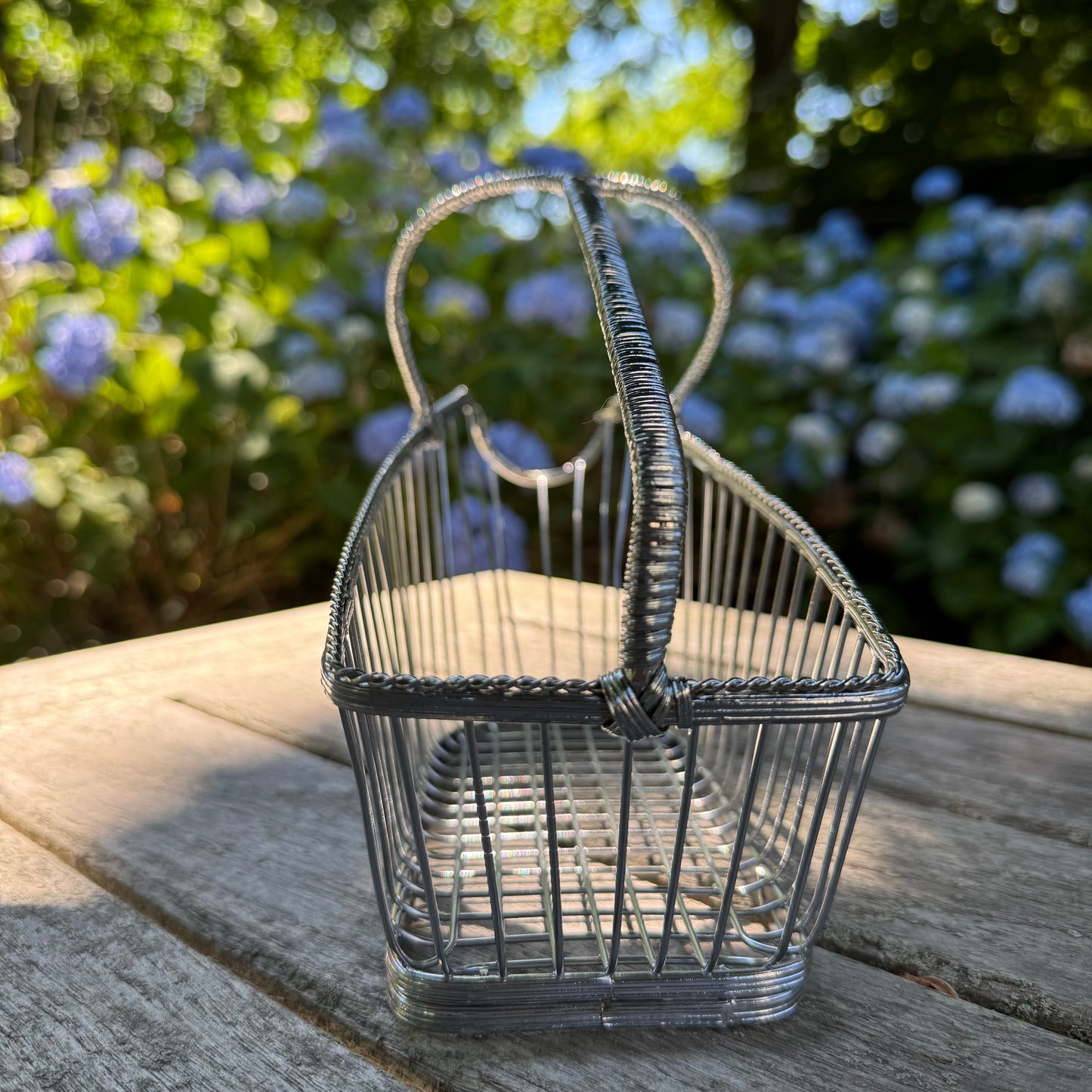 Vintage French-Style Woven Wire Wine Cradle