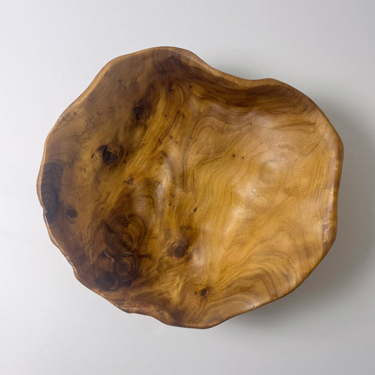 Hand-carved Burl Wood Decorative Bowl