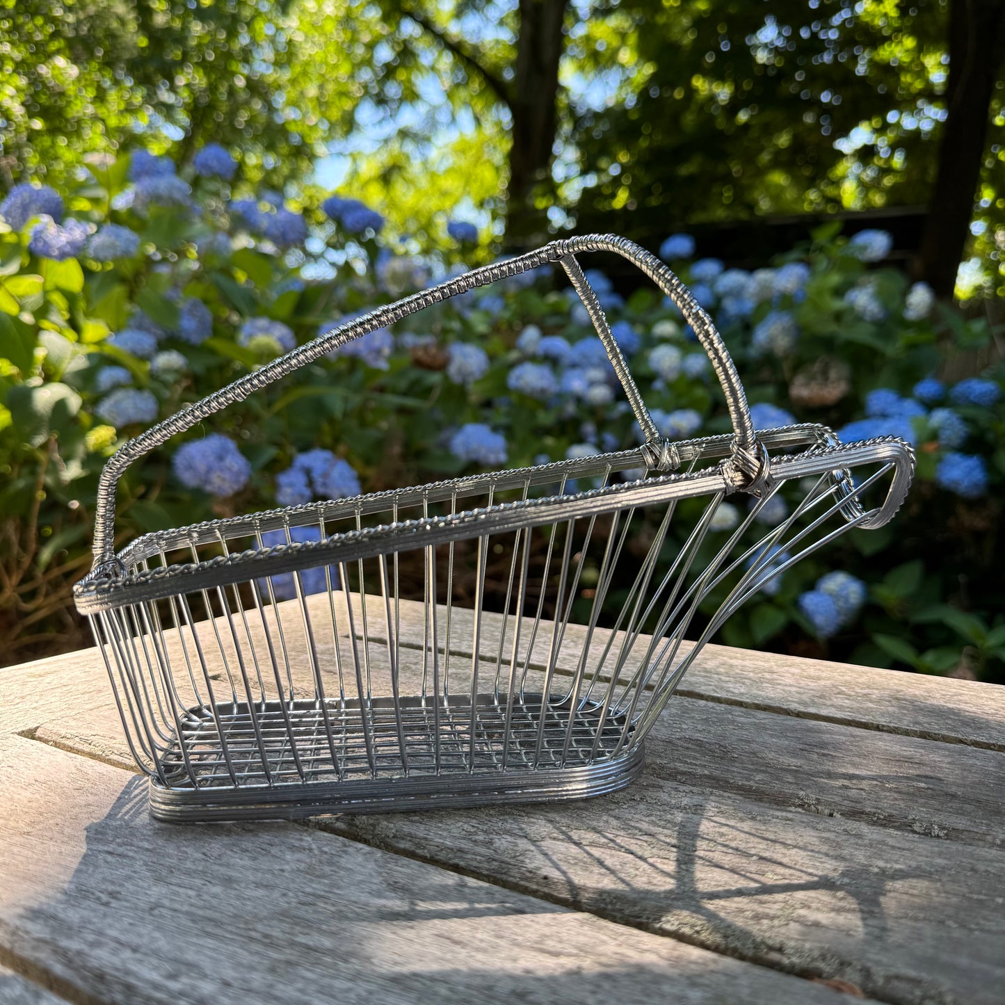 Vintage French-Style Woven Wire Wine Cradle