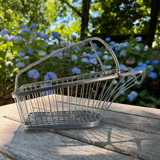 Vintage French-Style Woven Wire Wine Cradle