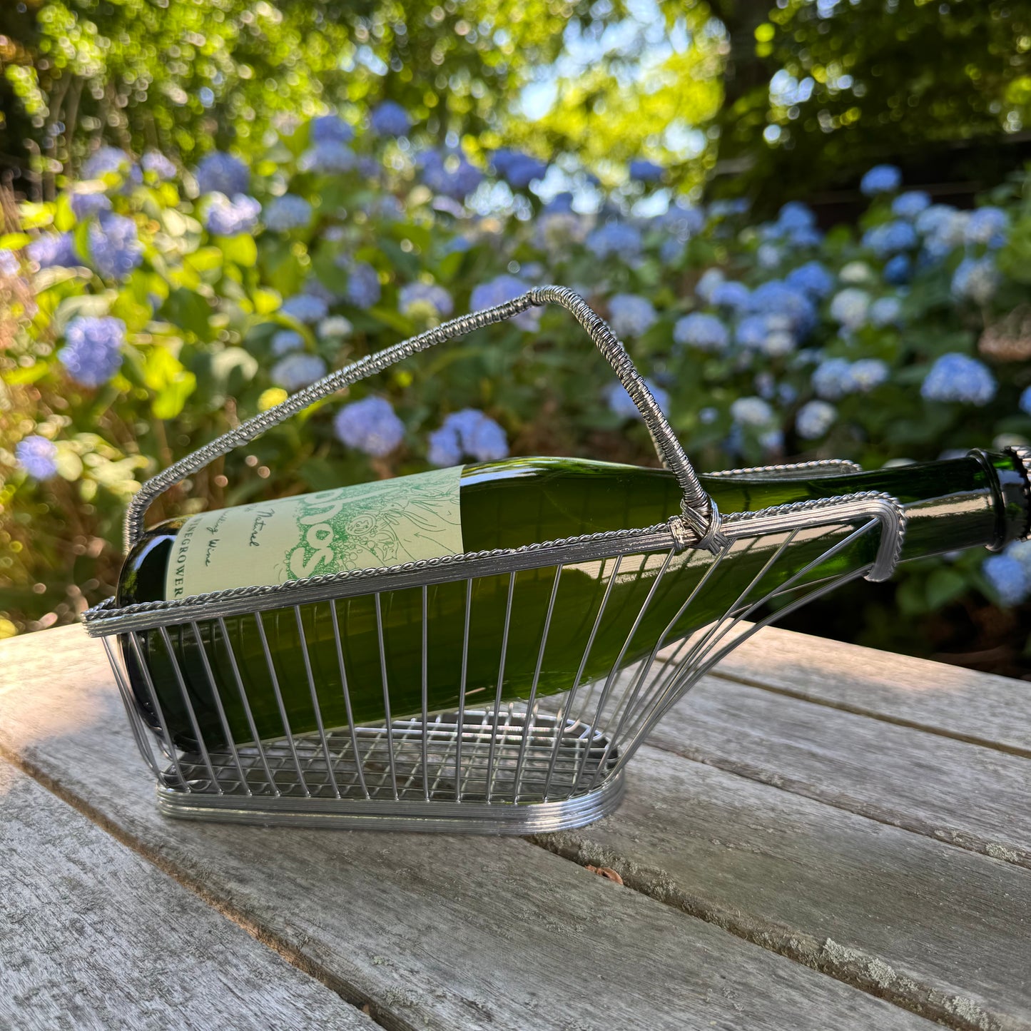 Vintage French-Style Woven Wire Wine Cradle