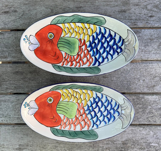 Vintage Set of 1990's Tabletops Unlimited Hand Painted Pescada Platters