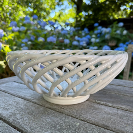 Vintage Ceramic Woven Bread Basket
