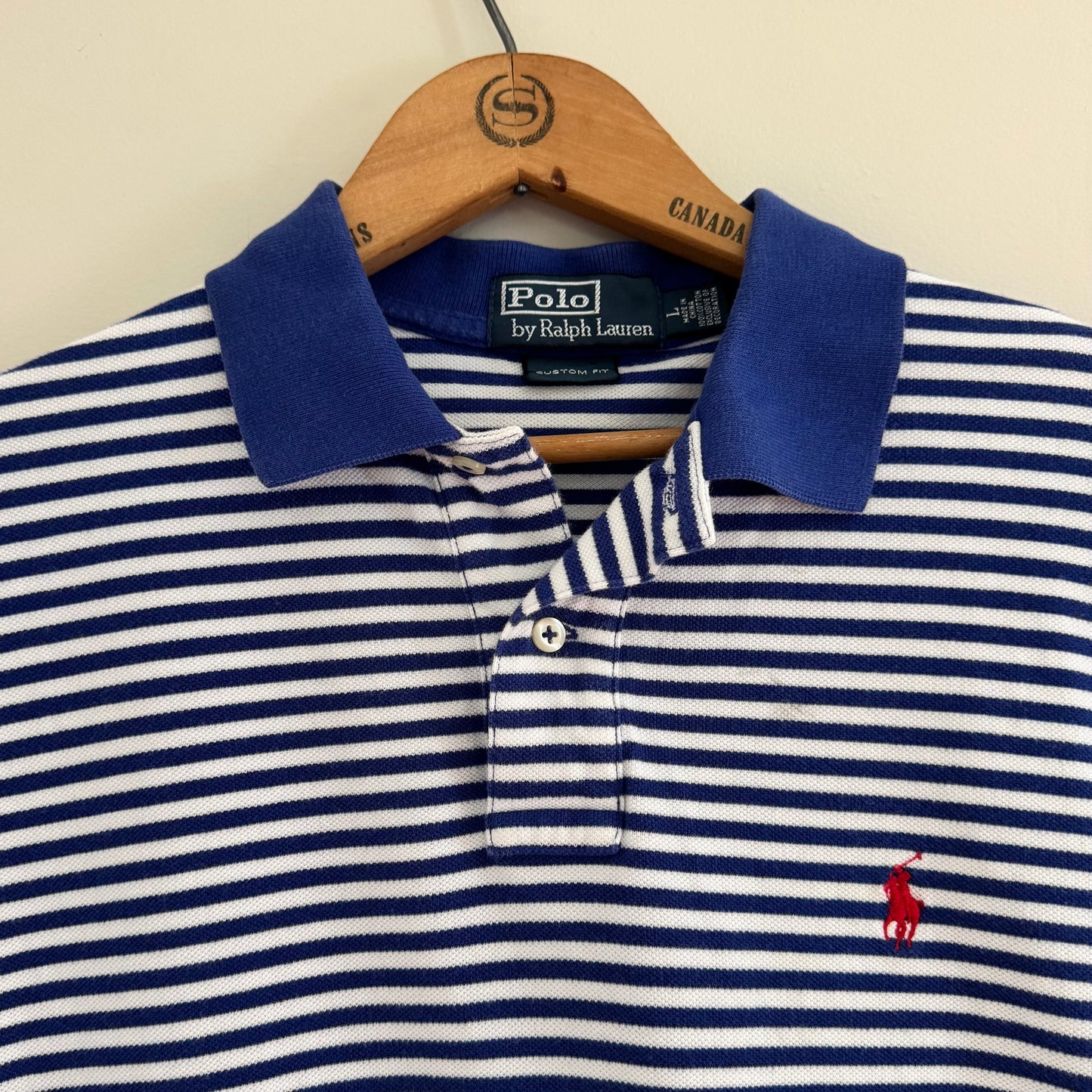 Vintage Polo Ralph Lauren Men's Custom Fit Striped Polo Shirt, L