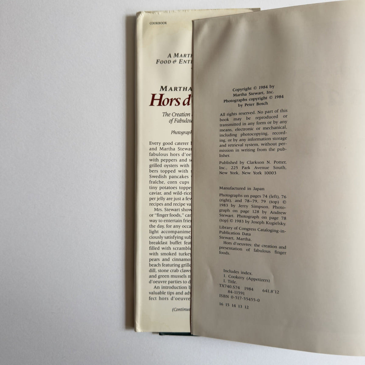 Martha Stewart's Hor d'Oeuvres [First Edition, First Printing 1984]