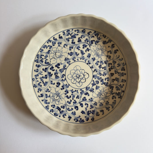 Vintage Chinoiserie Scalloped Serving Dish