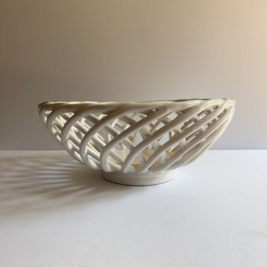Vintage Ceramic Woven Bread Basket