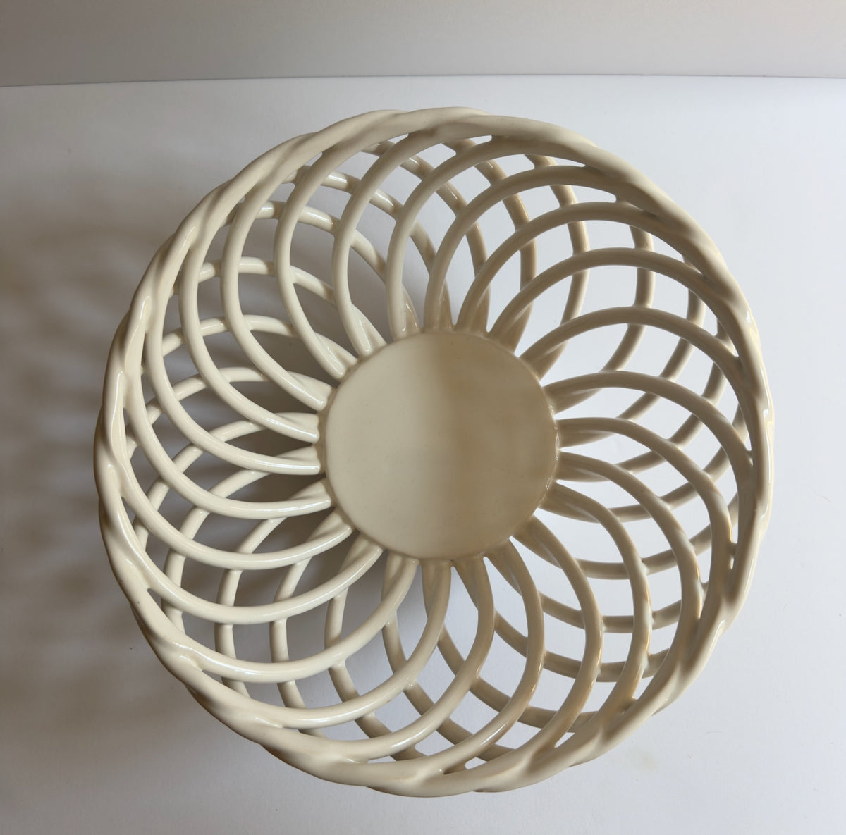 Vintage Ceramic Woven Bread Basket