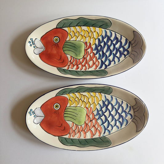 Vintage Set of 1990's Tabletops Unlimited Hand Painted Pescada Platters
