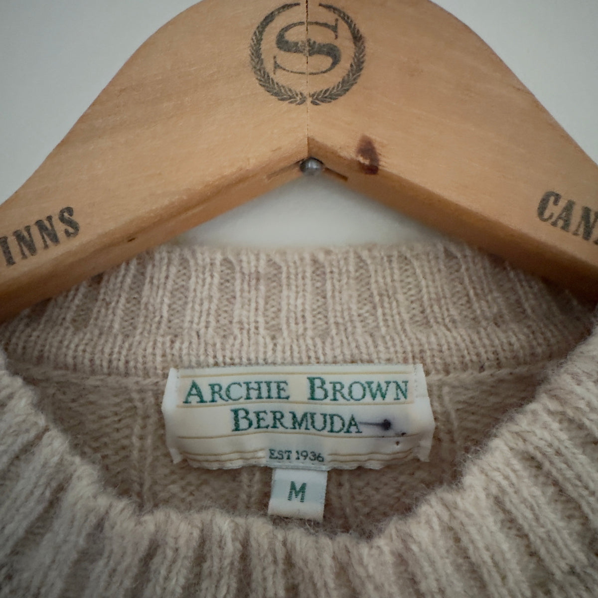 Vintage Archie Brown Bermuda Cable Knit Crewneck Sweater, M