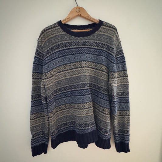 Vintage GAP Nordic Fair Isle Crewneck Knit Sweater, L