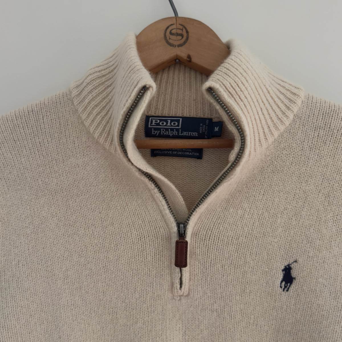 Vintage Polo Ralph Lauren Quarter-Zip Lambswool Pullover, M